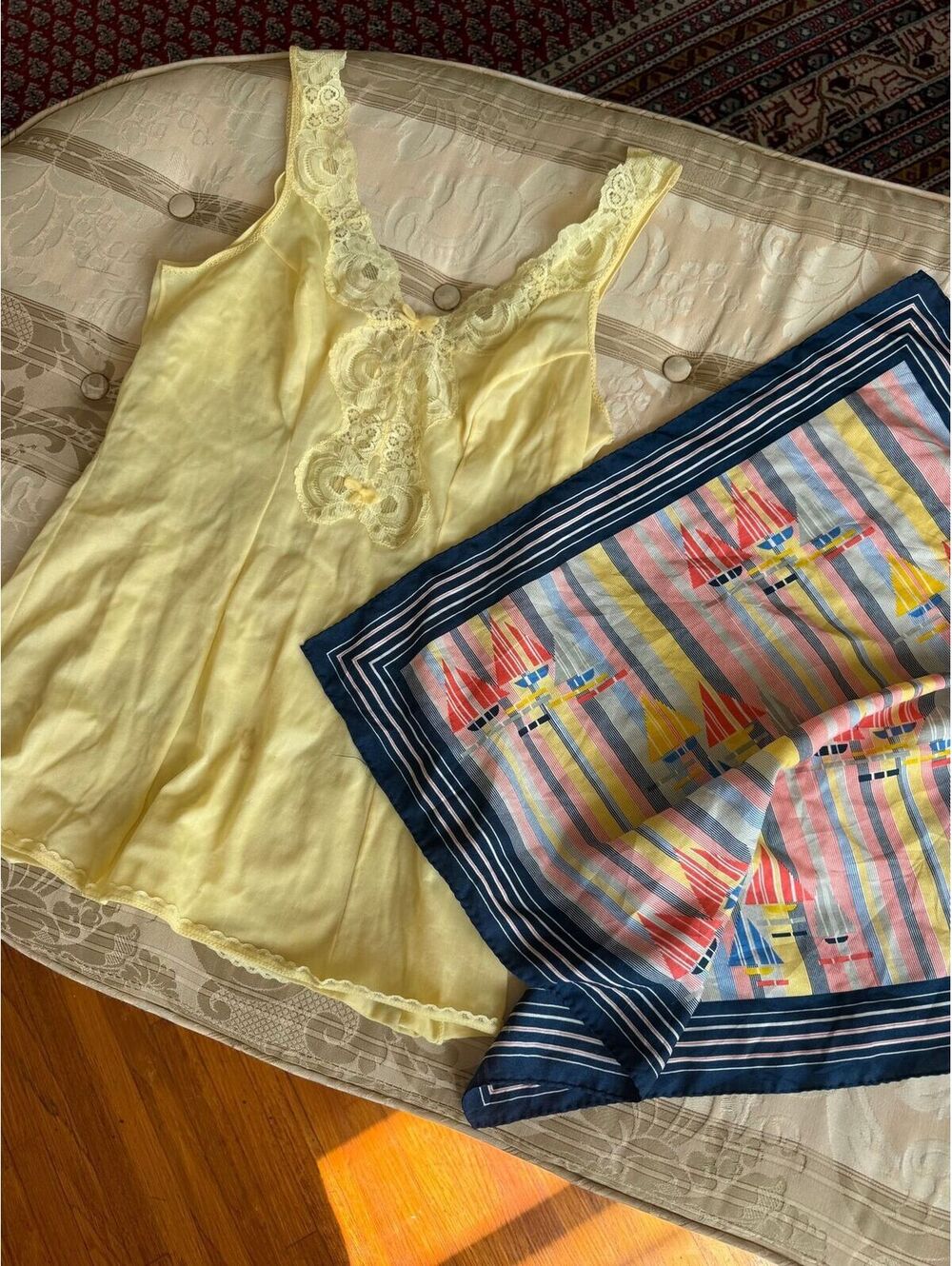 Vintage top + vintage sailboat scarf